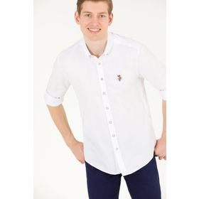 U.S. Polo Assn. 50263099-VR013 Basic Uzun Kollu Beyaz Erkek Gömlek
