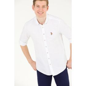 U.S. Polo Assn. 50263099-VR013 Basic Uzun Kollu Beyaz Erkek Gömlek