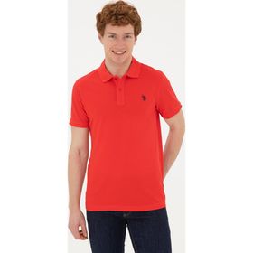 U.S. Polo Assn. 50279573-vr171 Erkek Slim Fit Polo Yaka Kırmızı Basic Tişört