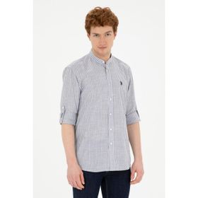 U.S. Polo Assn. 50288924-VR024 Gri Hakim Yaka Çizgili Erkek Gömlek