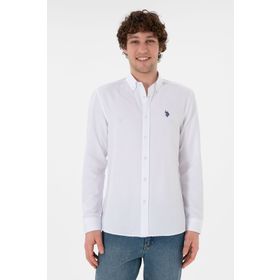 U.S. Polo Assn. 50296777-VR013 Beyaz Uzun Kollu Basic Erkek Gömlek