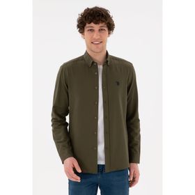 U.S. Polo Assn. 50296777-VR027 Haki Uzun Kollu Basic Erkek Gömlek