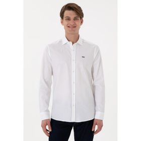 U.S. Polo Assn. 50298004-VR013 Basic Uzun Kollu Beyaz Erkek Gömlek
