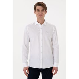 U.S. Polo Assn. 50298004-VR013 Basic Uzun Kollu Beyaz Erkek Gömlek