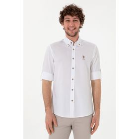 U.S. Polo Assn. 50305696-VR013 Uzun Kollu Beyaz Erkek Gömlek