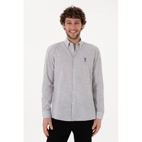 U.S. Polo Assn. 50306310-VR024 Gri Çizgili Erkek Gömlek