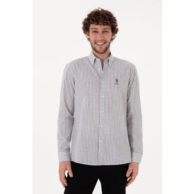 U.S. Polo Assn. 50306310-VR024 Gri Çizgili Erkek Gömlek