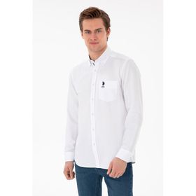 U.S. Polo Assn. 50306337-VR013 Beyaz Cepli Uzun Kollu Erkek Gömlek