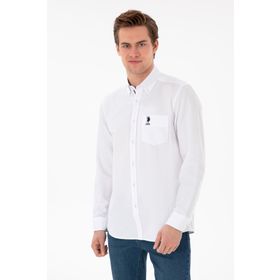 U.S. Polo Assn. 50306337-VR013 Beyaz Cepli Uzun Kollu Erkek Gömlek
