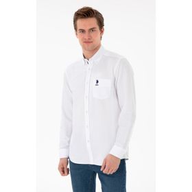 U.S. Polo Assn. 50306337-VR013 Beyaz Cepli Uzun Kollu Erkek Gömlek