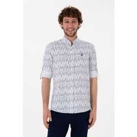 U.S. Polo Assn. 50306393-VR013 Lacivert Çizgili Beyaz Erkek Gömlek