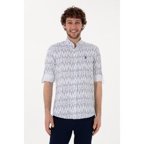 U.S. Polo Assn. 50306393-VR013 Lacivert Çizgili Beyaz Erkek Gömlek