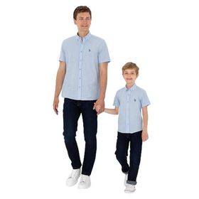 U.S. Polo Assn. 50306567-VR003 Açık Mavi Kısa Kollu Erkek Çocuk Gömlek