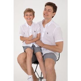 U.S. Polo Assn. 50306567-VR013 Beyaz Kısa Kollu Erkek Çocuk Gömlek
