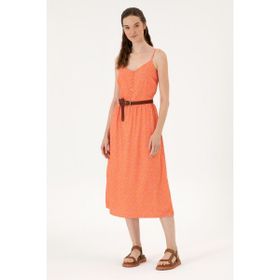 U.S. Polo Assn. 50306641-VR023 Kadın Fuşya Dokuma Elbise