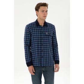 U.S. Polo Assn. 50316574-VR028 İndigo Ekoseli Uzun Kollu Erkek Gömlek