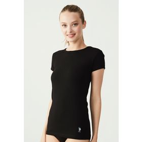 U.S. Polo Assn. 66002 Kadın Siyah Kısa Kollu Yuvarlak Yaka T-shirt