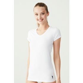 U.S Polo Assn. 66004 Kısa Kollu V-Yaka Kadın T-shirt