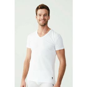 U.S. Polo Assn. 80194 Kısa Kol V Yaka 2'li Beyaz Erkek Atlet