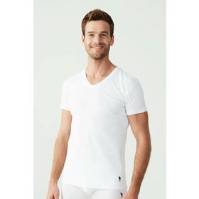 U.S. Polo Assn. 80194 Kısa Kol V Yaka 2'li Beyaz Erkek Atlet