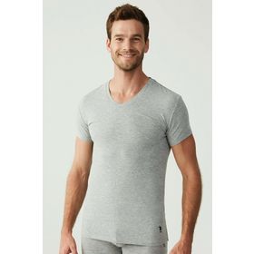 U.S. Polo Assn. 80194 Kısa Kol V Yaka 2'li Gri Melanj Erkek Atlet