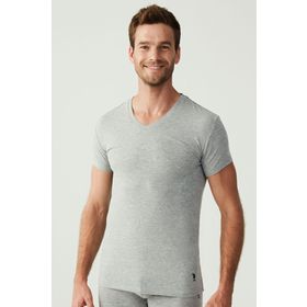 U.S. Polo Assn. 80194 Kısa Kol V Yaka 2'li Gri Melanj Erkek Atlet