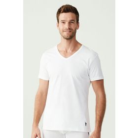 U.S. Polo Assn. 80199 Kısa Kol V Yaka 2'li Beyaz Erkek Atlet