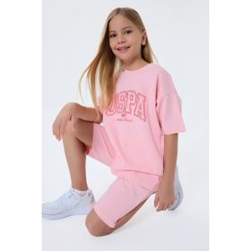 U.S. Polo Assn Bermuda 4 - 5 Yaş - Pembe Kız Çocuk Pijama Takımı