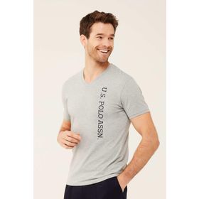 U.S. Polo Assn. Erkek Gri Melanj V Yaka T-shirt