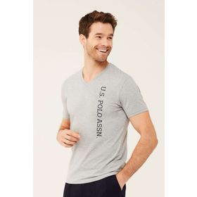 U.S. Polo Assn. Erkek Gri Melanj V Yaka T-shirt
