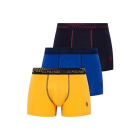 U.S. Polo Assn. Erkek Saks Lacivert Sarı 3'lü Boxer