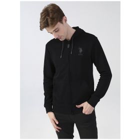 U.S. Polo Assn. GARMANSK022 Kapüşon Yaka Siyah Erkek Sweatshirt