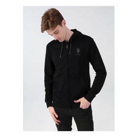 U.S. Polo Assn. GARMANSK022 Kapüşon Yaka Siyah Erkek Sweatshirt