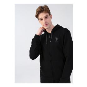 U.S. Polo Assn. GARMANSK022 Kapüşon Yaka Siyah Erkek Sweatshirt