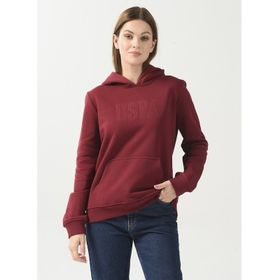 U.S. Polo Assn. GIZMO-SK022 Kapüşon Yaka Baskılı Kırmızı Kadın Sweatshirt