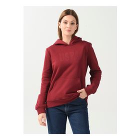 U.S. Polo Assn. GIZMO-SK022 Kapüşon Yaka Baskılı Kırmızı Kadın Sweatshirt