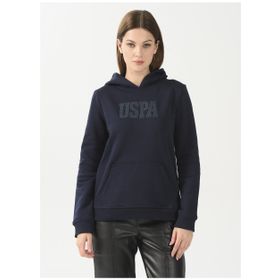 U.S. Polo Assn. GIZMO-SK022 Kapüşon Yaka Baskılı Lacivert Kadın Sweatshirt