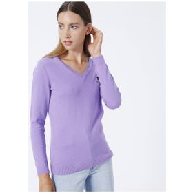 U.S. Polo Assn. GTD02-BSK22 V Yaka Düz Pembe Kadın Kazak
