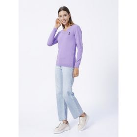 U.S. Polo Assn. GTD02-BSK22 V Yaka Düz Pembe Kadın Kazak