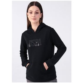 U.S. Polo Assn. Kapüşon Yaka Baskılı GIZMO-SK022 Siyah Kadın Sweatshirt