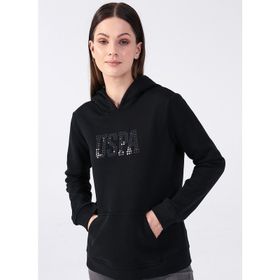 U.S. Polo Assn. Kapüşon Yaka Baskılı GIZMO-SK022 Siyah Kadın Sweatshirt