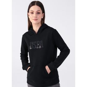 U.S. Polo Assn. Kapüşon Yaka Baskılı GIZMO-SK022 Siyah Kadın Sweatshirt