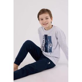 U.S. Polo Assn. Kar Melanj Erkek Çocuk Uzun Kol Pijama Takımı