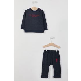 U.S. Polo Assn. Lisanslı Denim Mavisi Erkek Bebek Uzun Kol Eşofman Takım