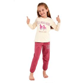 U.S. Polo Assn. Lisanslı Fildişi Kız Çocuk Uzun Kol Pijama Takım