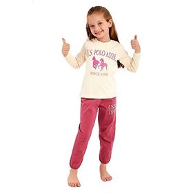 U.S. Polo Assn. Lisanslı Fildişi Kız Çocuk Uzun Kol Pijama Takım