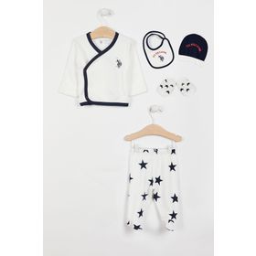 U.S. Polo Assn. Lisanslı Krem Erkek Bebek 5'li Hastane Çıkış Seti