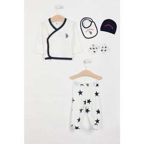 U.S. Polo Assn. Lisanslı Krem Erkek Bebek 5'li Hastane Çıkış Seti