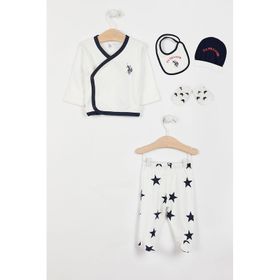 U.S. Polo Assn. Lisanslı Krem Erkek Bebek 5'li Hastane Çıkış Seti