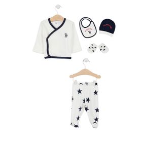 U.S. Polo Assn. Lisanslı Krem Erkek Bebek 5'li Hastane Çıkış Seti